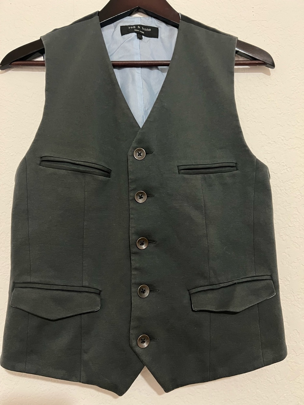 Rag & Bone Grey Cotton Blend Tailored Vest size 38